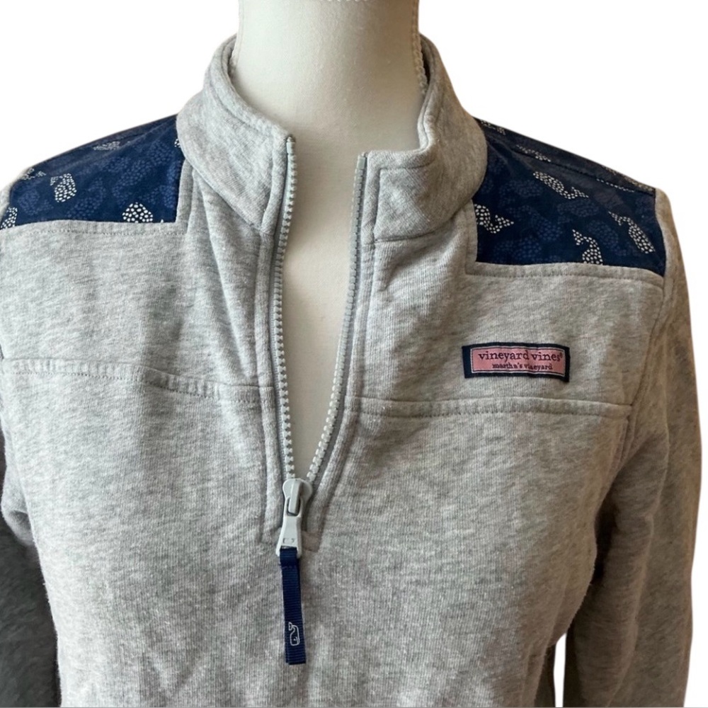 Vineyard Vines Heather Gray and Navy Quarter-Zip